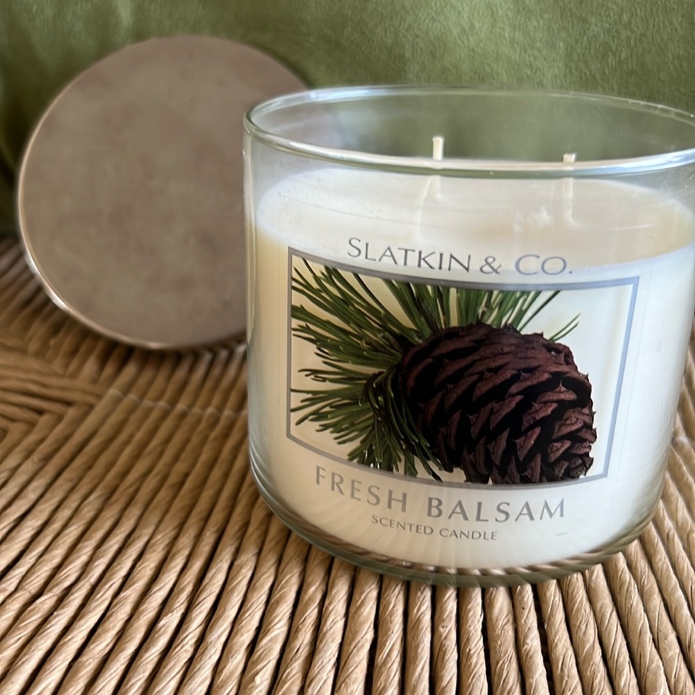 Bath and Bodyworks 3 Wick Candle -Never Burned- Fresh Balsam Scent